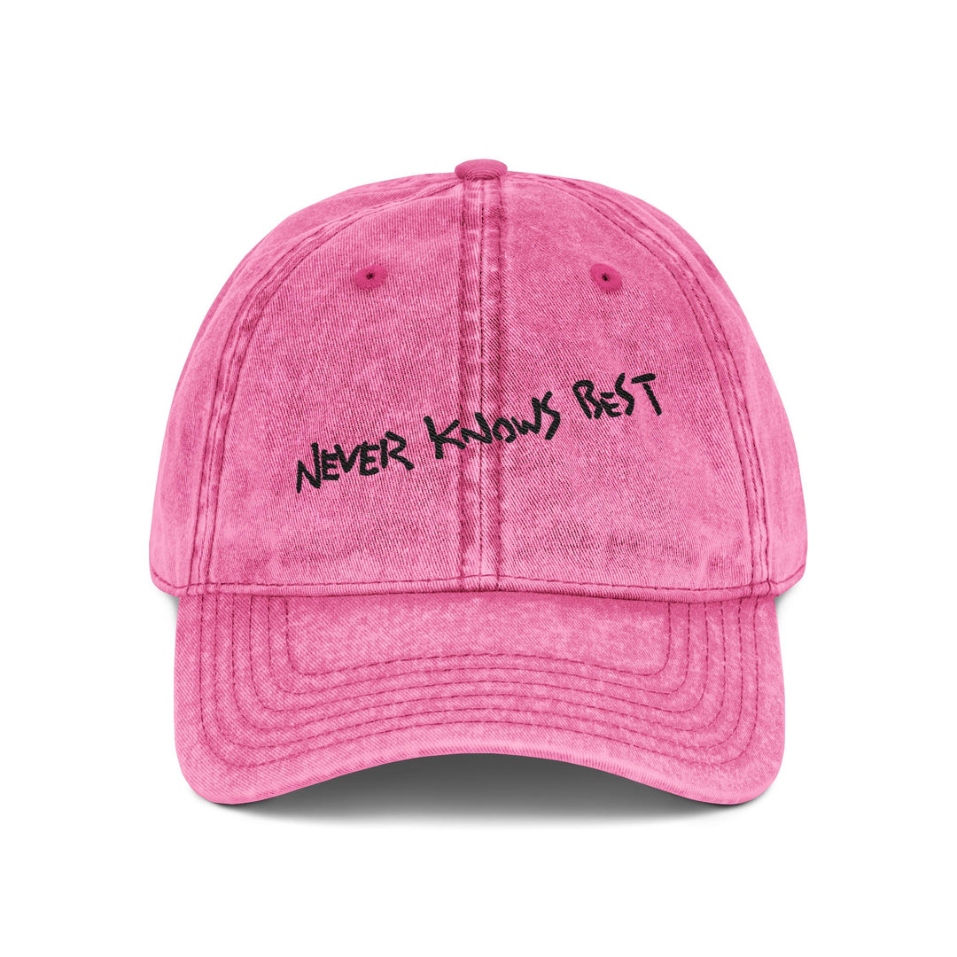 FLCL — "Never Knows Best" Distressed Red Dad Hat