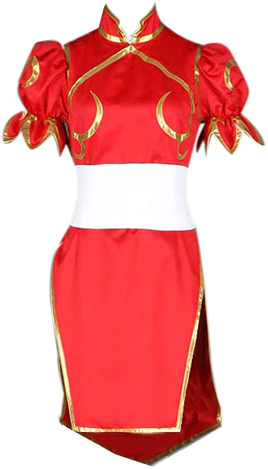 Street Fighter - Chun - Li Red Cheongsam Dress Full Set Cosplay Costume