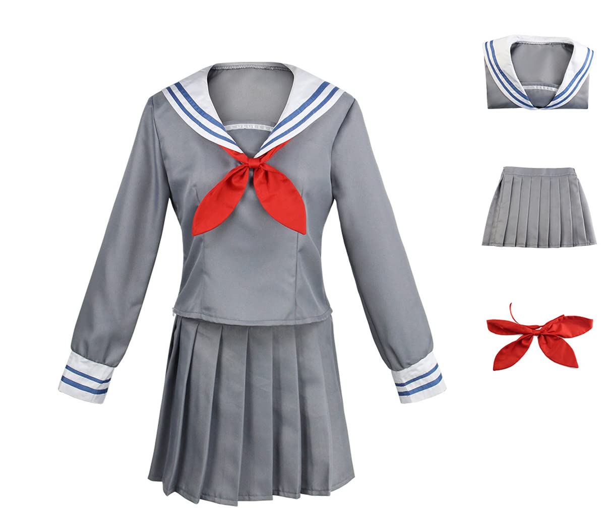 Cosplay Costume Grey School Uniform Sailor Outfit Full Set