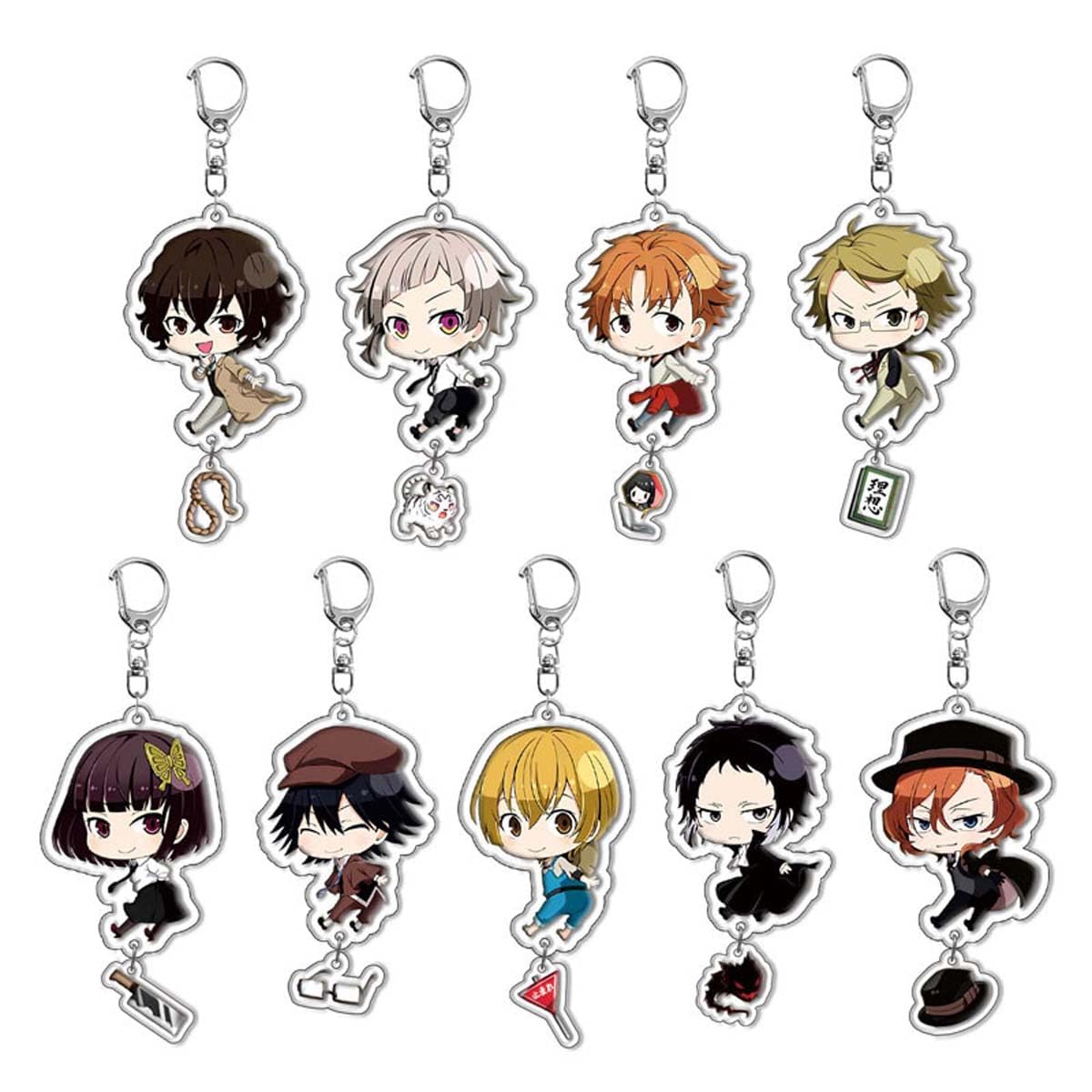 Bungo Stray Dogs, 9 piece keychain set