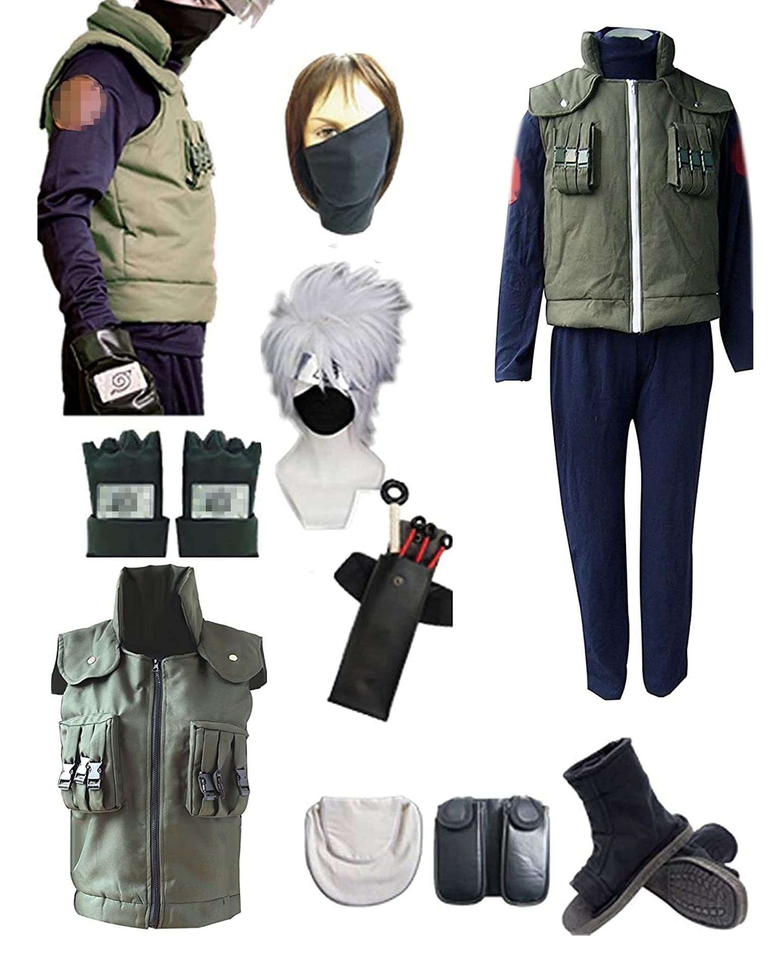 Naruto - Kakashi Hatake Full suit With Wig Costume Cosplay